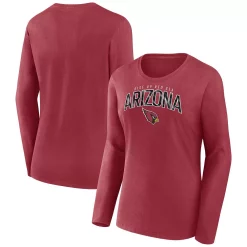 Women's Fanatics Branded Cardinal Arizona Cardinals Plus Size Measure Distance Scoop Neck Long Sleeve T-Shirt -Fanatics Clothing Shop 6064165 ALT