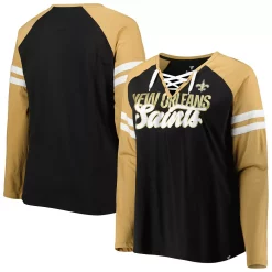 Women's Fanatics Branded Black/Vegas Gold New Orleans Saints Plus Size True to Form Lace-Up V-Neck Raglan Long Sleeve T-Shirt 6 Women's Fanatics Branded Black/Vegas Gold New Orleans Saints Plus Size True to Form Lace-Up V-Neck Raglan Long Sleeve T-Shirt -Fanatics Clothing Shop 6064176 ALT