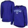 Women's Fanatics Branded Royal Indianapolis Colts Plus Size Measure Distance Scoop Neck Long Sleeve T-Shirt