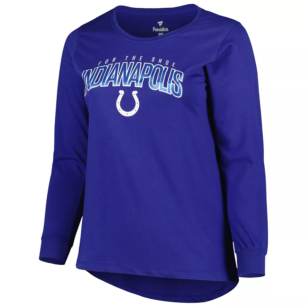 Women's Fanatics Branded Royal Indianapolis Colts Plus Size Measure Distance Scoop Neck Long Sleeve T-Shirt 5 Women's Fanatics Branded Royal Indianapolis Colts Plus Size Measure Distance Scoop Neck Long Sleeve T-Shirt - Image 3