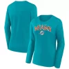 Women's Fanatics Branded Aqua Miami Dolphins Plus Size Measure Distance Scoop Neck Long Sleeve T-Shirt 1 Women's Fanatics Branded Aqua Miami Dolphins Plus Size Measure Distance Scoop Neck Long Sleeve T-Shirt -Fanatics Clothing Shop 6065080
