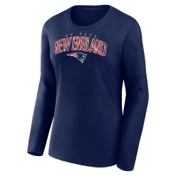 Women's Fanatics Branded Navy New England Patriots Plus Size Measure Distance Scoop Neck Long Sleeve T-Shirt -Fanatics Clothing Shop 6065318 ALT2