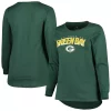 Women's Fanatics Branded Green Green Bay Packers Plus Size Measure Distance Scoop Neck Long Sleeve T-Shirt -Fanatics Clothing Shop 6065515