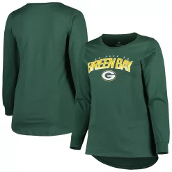 Women's Fanatics Branded Green Green Bay Packers Plus Size Measure Distance Scoop Neck Long Sleeve T-Shirt -Fanatics Clothing Shop 6065515 ALT