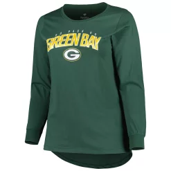 Women's Fanatics Branded Green Green Bay Packers Plus Size Measure Distance Scoop Neck Long Sleeve T-Shirt -Fanatics Clothing Shop 6065515 ALT2
