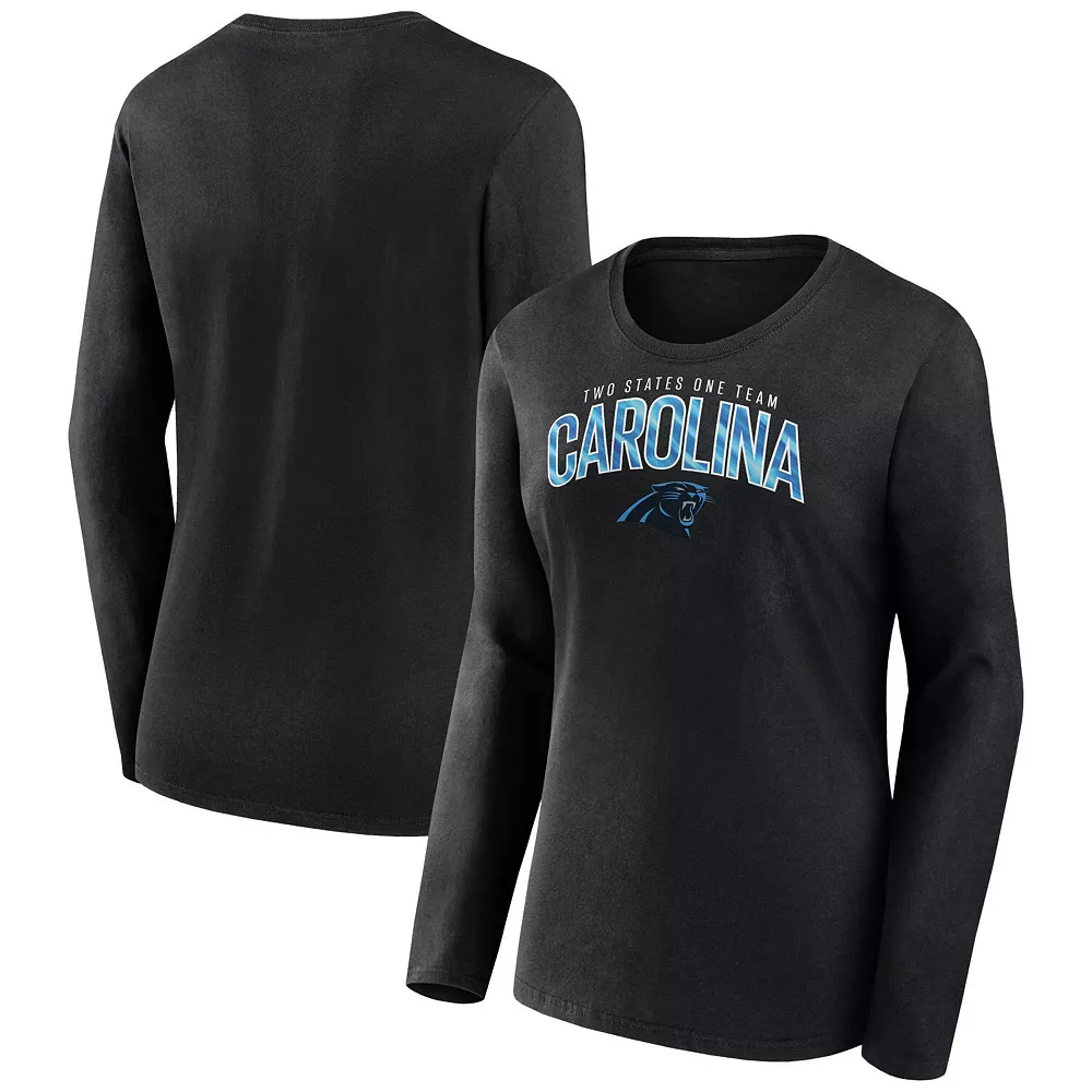 Women's Fanatics Branded Black Carolina Panthers Plus Size Measure Distance Scoop Neck Long Sleeve T-Shirt 4 Women's Fanatics Branded Black Carolina Panthers Plus Size Measure Distance Scoop Neck Long Sleeve T-Shirt - Image 2