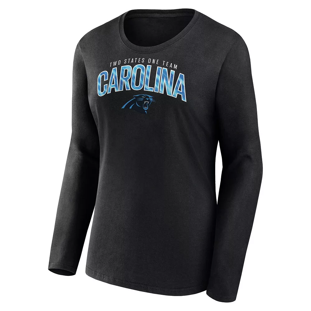 Women's Fanatics Branded Black Carolina Panthers Plus Size Measure Distance Scoop Neck Long Sleeve T-Shirt 5 Women's Fanatics Branded Black Carolina Panthers Plus Size Measure Distance Scoop Neck Long Sleeve T-Shirt - Image 3
