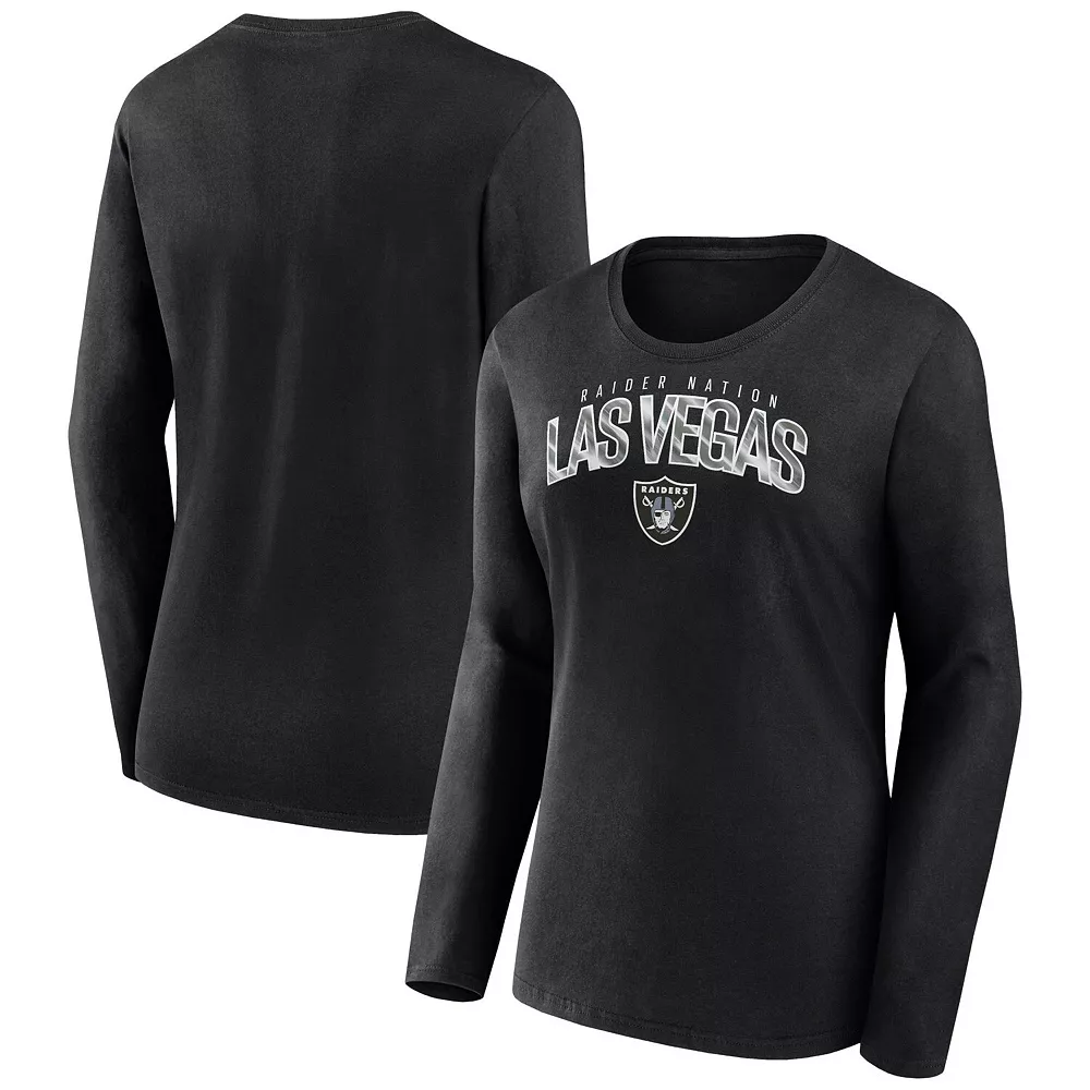 Women's Fanatics Branded Black Las Vegas Raiders Plus Size Measure Distance Scoop Neck Long Sleeve T-Shirt 3 Women's Fanatics Branded Black Las Vegas Raiders Plus Size Measure Distance Scoop Neck Long Sleeve T-Shirt