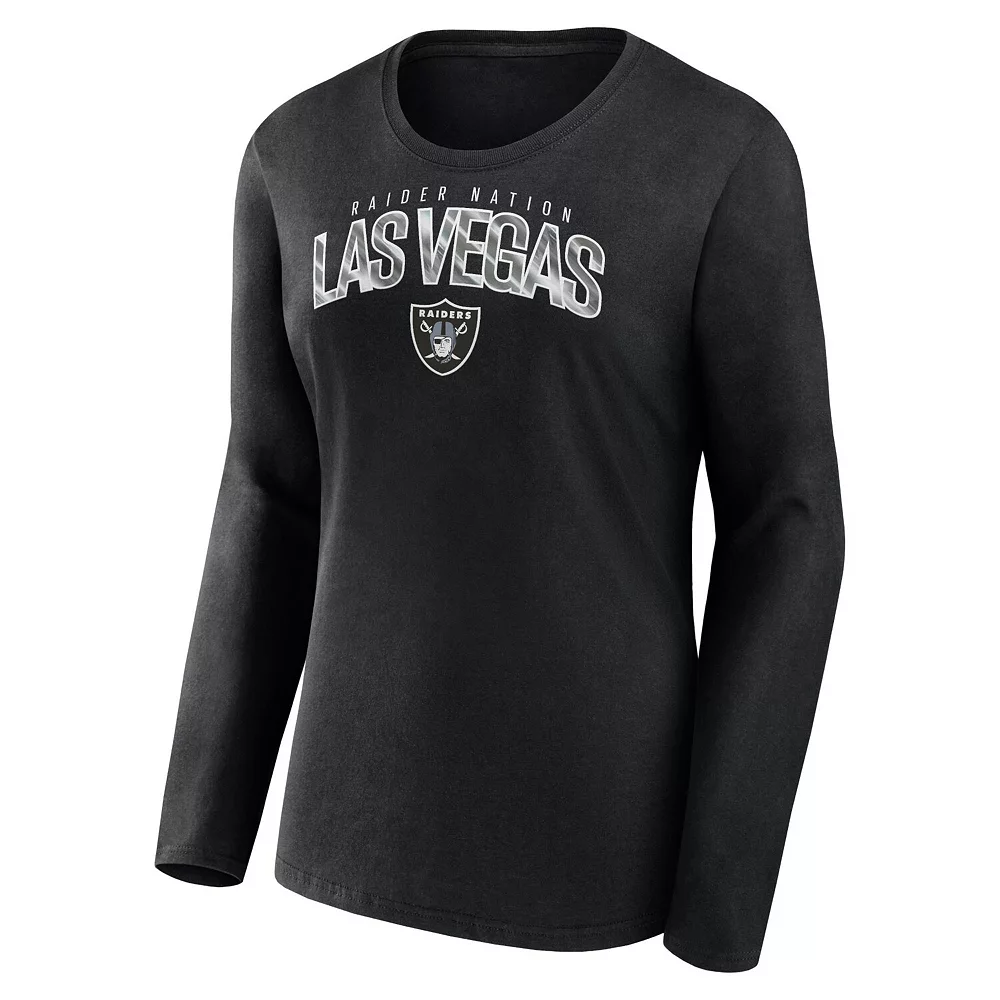 Women's Fanatics Branded Black Las Vegas Raiders Plus Size Measure Distance Scoop Neck Long Sleeve T-Shirt 5 Women's Fanatics Branded Black Las Vegas Raiders Plus Size Measure Distance Scoop Neck Long Sleeve T-Shirt - Image 3