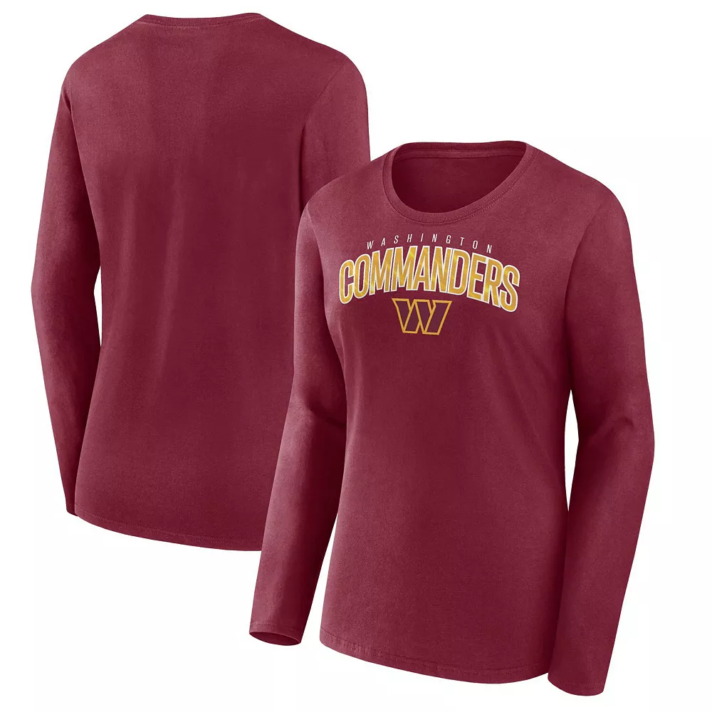 Women's Fanatics Branded Burgundy Washington Commanders Plus Size Measure Distance Scoop Neck Long Sleeve T-Shirt 3 Women's Fanatics Branded Burgundy Washington Commanders Plus Size Measure Distance Scoop Neck Long Sleeve T-Shirt