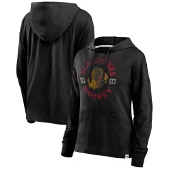 Women's Fanatics Branded Black Chicago Blackhawks Heritage Salvation Waffle Pullover Hoodie -Fanatics Clothing Shop 6079472 ALT