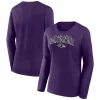 Women's Fanatics Branded Purple Baltimore Ravens Plus Size Measure Distance Scoop Neck Long Sleeve T-Shirt -Fanatics Clothing Shop 6080128