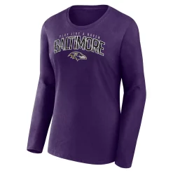 Women's Fanatics Branded Purple Baltimore Ravens Plus Size Measure Distance Scoop Neck Long Sleeve T-Shirt -Fanatics Clothing Shop 6080128 ALT2