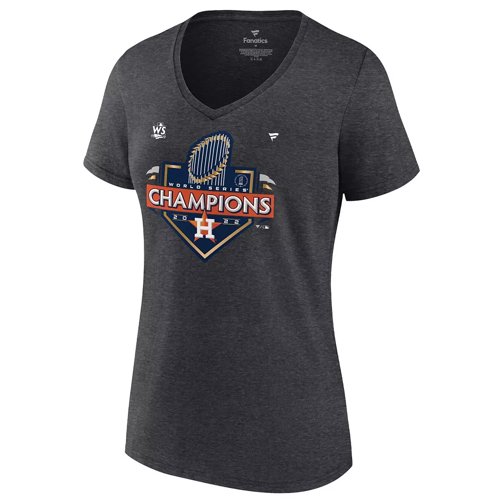 Women's Fanatics Branded Heather Charcoal Houston Astros 2022 World Series Champions Locker Room V-Neck T-Shirt 5 Women's Fanatics Branded Heather Charcoal Houston Astros 2022 World Series Champions Locker Room V-Neck T-Shirt - Image 3