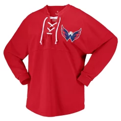 Women's Fanatics Branded Red Washington Capitals Spirit Lace-Up V-Neck Long Sleeve Jersey T-Shirt 7 Women's Fanatics Branded Red Washington Capitals Spirit Lace-Up V-Neck Long Sleeve Jersey T-Shirt -Fanatics Clothing Shop 6083075 ALT2