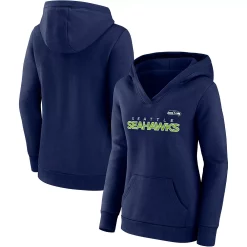 Women's Fanatics Branded College Navy Seattle Seahawks Checklist Crossover V-Neck Pullover Hoodie -Fanatics Clothing Shop 6083416 ALT