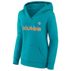 Women's Fanatics Branded Aqua Miami Dolphins Checklist Crossover V-Neck Pullover Hoodie -Fanatics Clothing Shop 6084039 ALT2