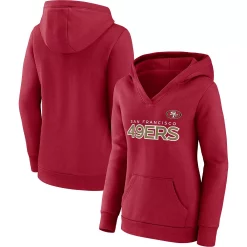 Women's Fanatics Branded Scarlet San Francisco 49ers Checklist Crossover V-Neck Pullover Hoodie