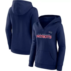 Women's Fanatics Branded Navy New England Patriots Checklist Crossover V-Neck Pullover Hoodie -Fanatics Clothing Shop 6084603 ALT