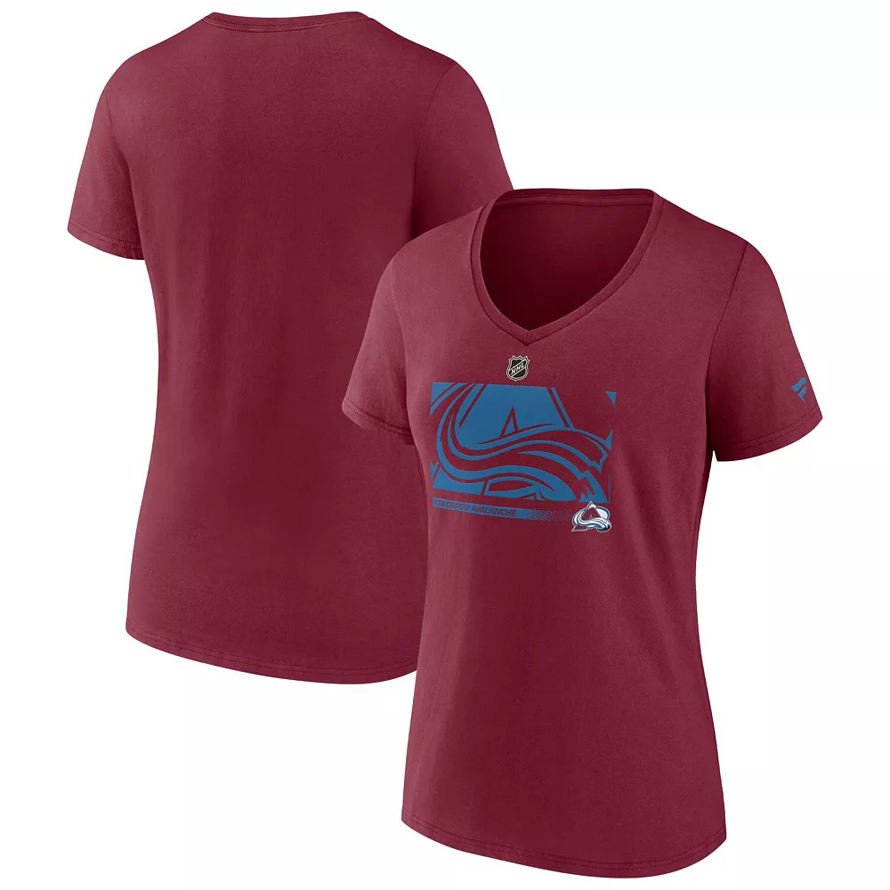 Women's Fanatics Branded Burgundy Colorado Avalanche Authentic Pro Core Collection Secondary Logo V-Neck T-Shirt 4 Women's Fanatics Branded Burgundy Colorado Avalanche Authentic Pro Core Collection Secondary Logo V-Neck T-Shirt - Image 2