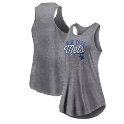 Women's Fanatics Branded Heather Gray New York Mets Simplicity Swing Racerback Scoop Neck Tank Top -Fanatics Clothing Shop 6089575 ALT