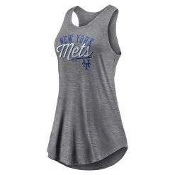 Women's Fanatics Branded Heather Gray New York Mets Simplicity Swing Racerback Scoop Neck Tank Top -Fanatics Clothing Shop 6089575 ALT2