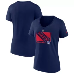 Women's Fanatics Branded Navy New York Rangers Authentic Pro Core Collection Secondary Logo V-Neck T-Shirt