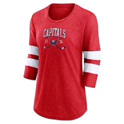 Women's Fanatics Branded Heather Red Washington Capitals Line Shift Tri-Blend Three-Quarter Sleeve T-Shirt -Fanatics Clothing Shop 6090274 ALT2