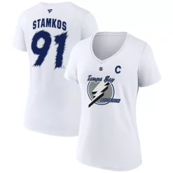 Women's Fanatics Branded Steven Stamkos White Tampa Bay Lightning Special Edition 2.0 Name & Number V-Neck T-Shirt
