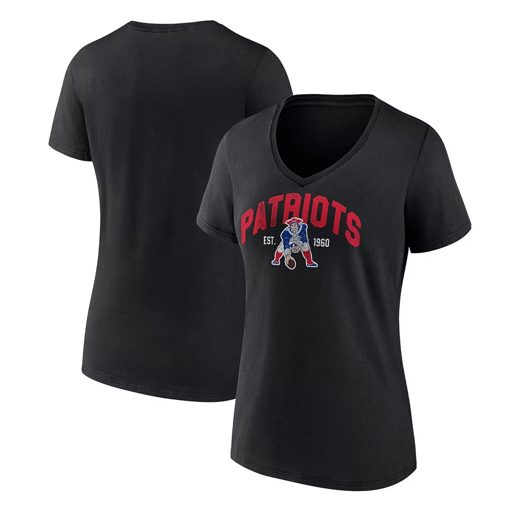 Women's Fanatics Branded Black New England Patriots Plus Size Drop Back V-Neck T-Shirt 3 Women's Fanatics Branded Black New England Patriots Plus Size Drop Back V-Neck T-Shirt