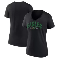Women's Fanatics Branded Black Philadelphia Eagles Plus Size Drop Back V-Neck T-Shirt -Fanatics Clothing Shop 6112669 ALT
