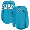 Women's Fanatics Branded Teal San Jose Sharks Spirit Lace-Up V-Neck Long Sleeve Jersey T-Shirt -Fanatics Clothing Shop 6112724