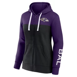 Women's Fanatics Branded Purple/Black Baltimore Ravens Take The Field Color Block Full-Zip Hoodie -Fanatics Clothing Shop 6113487 ALT2