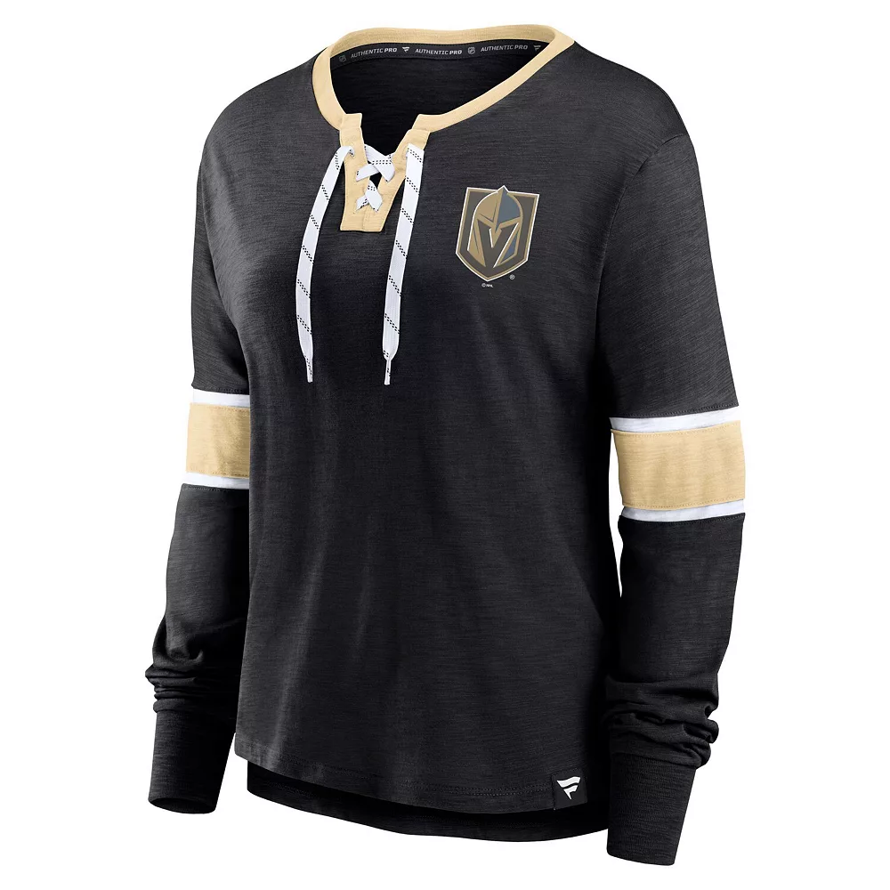 Women's Fanatics Branded Black Vegas Golden Knights Effervescent Exclusive Lace-Up Long Sleeve T-Shirt 5 Women's Fanatics Branded Black Vegas Golden Knights Effervescent Exclusive Lace-Up Long Sleeve T-Shirt - Image 3
