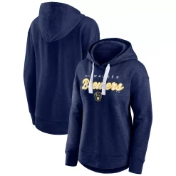 Women's Fanatics Branded Heathered Navy Milwaukee Brewers Set to Fly Pullover Hoodie -Fanatics Clothing Shop 6127768 ALT