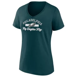 Women's Fanatics Branded Midnight Green Philadelphia Eagles Slogan V-Neck T-Shirt -Fanatics Clothing Shop 6128384 ALT2