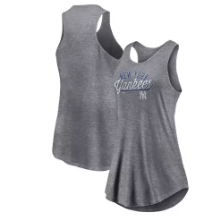 Women's Fanatics Branded Heather Gray New York Yankees Simplicity Swing Racerback Scoop Neck Tank Top