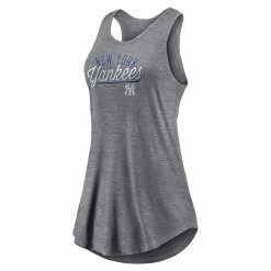 Women's Fanatics Branded Heather Gray New York Yankees Simplicity Swing Racerback Scoop Neck Tank Top -Fanatics Clothing Shop 6133295 ALT2