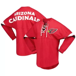 Women's Fanatics Branded Cardinal Arizona Cardinals Spirit Jersey Lace-Up V-Neck Long Sleeve T-Shirt -Fanatics Clothing Shop 6136776 ALT