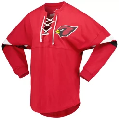 Women's Fanatics Branded Cardinal Arizona Cardinals Spirit Jersey Lace-Up V-Neck Long Sleeve T-Shirt -Fanatics Clothing Shop 6136776 ALT2