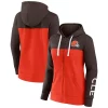 Women's Fanatics Branded Brown/Orange Cleveland Browns Take The Field Color Block Full-Zip Hoodie -Fanatics Clothing Shop 6155930