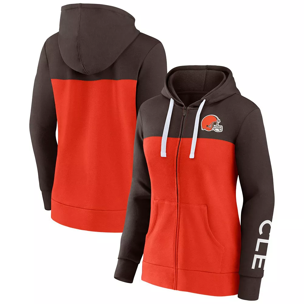 Women's Fanatics Branded Brown/Orange Cleveland Browns Take The Field Color Block Full-Zip Hoodie 4 Women's Fanatics Branded Brown/Orange Cleveland Browns Take The Field Color Block Full-Zip Hoodie - Image 2