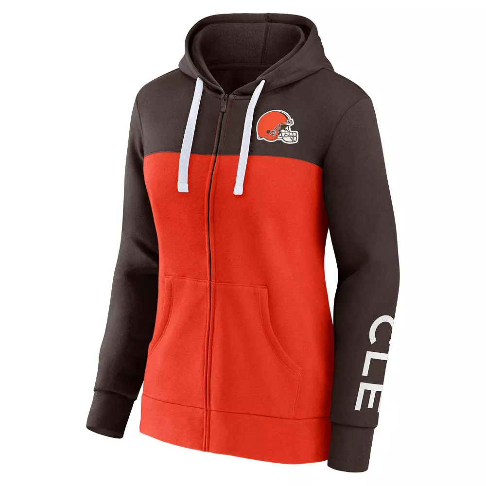 Women's Fanatics Branded Brown/Orange Cleveland Browns Take The Field Color Block Full-Zip Hoodie 5 Women's Fanatics Branded Brown/Orange Cleveland Browns Take The Field Color Block Full-Zip Hoodie - Image 3
