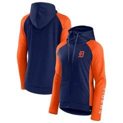 Women's Fanatics Branded Navy/Orange Detroit Tigers Iconic Raglan Full-Zip Hoodie