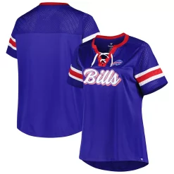 Women's Fanatics Branded Royal Buffalo Bills Plus Size Original State Lace-Up T-Shirt