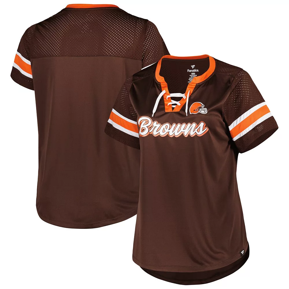 Women's Fanatics Branded Brown Cleveland Browns Plus Size Original State Lace-Up T-Shirt 3 Women's Fanatics Branded Brown Cleveland Browns Plus Size Original State Lace-Up T-Shirt