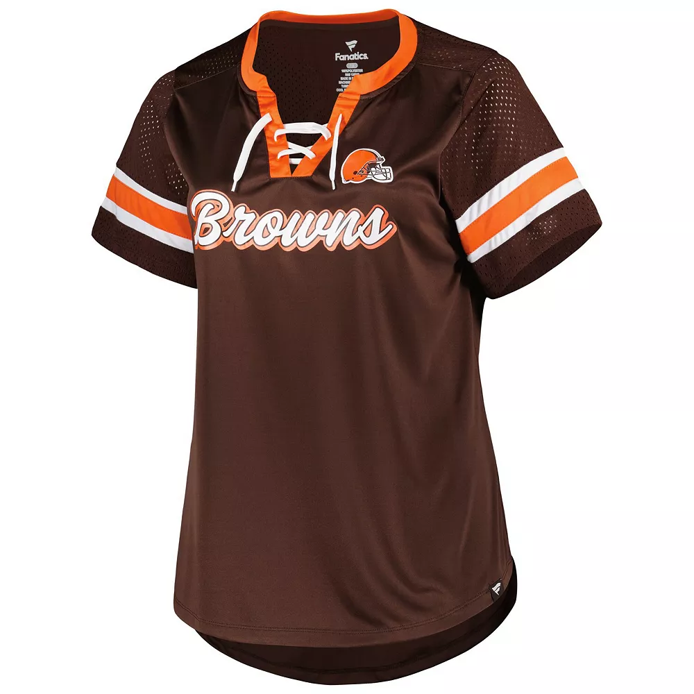 Women's Fanatics Branded Brown Cleveland Browns Plus Size Original State Lace-Up T-Shirt 5 Women's Fanatics Branded Brown Cleveland Browns Plus Size Original State Lace-Up T-Shirt - Image 3