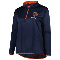 Women's Fanatics Branded Navy Chicago Bears Plus Size Worth the Drive Quarter-Zip Top -Fanatics Clothing Shop 6158124 ALT2