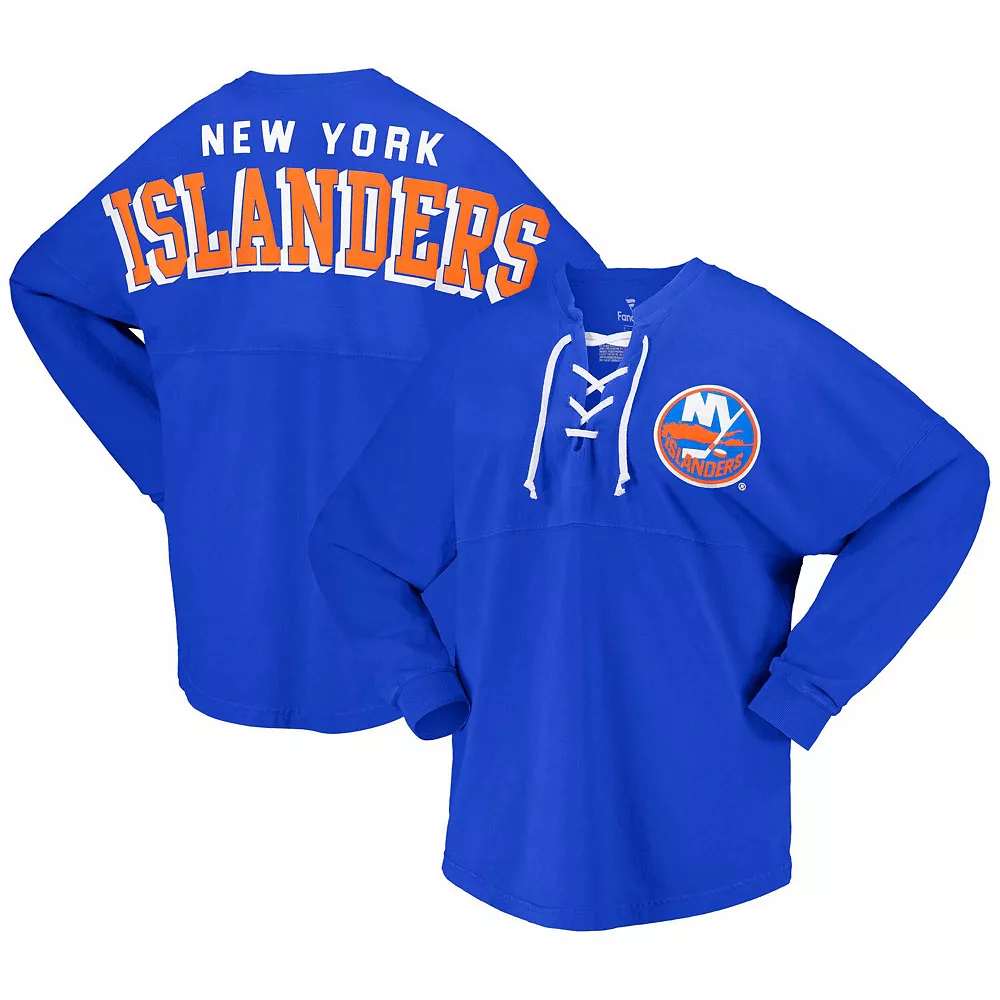 Women's Fanatics Branded Royal New York Islanders Spirit Lace-Up V-Neck Long Sleeve Jersey T-Shirt 3 Women's Fanatics Branded Royal New York Islanders Spirit Lace-Up V-Neck Long Sleeve Jersey T-Shirt