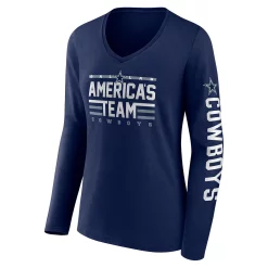 Women's Fanatics Branded Navy Dallas Cowboys Hometown Sweep Long Sleeve V-Neck T-Shirt -Fanatics Clothing Shop 6158647 ALT2